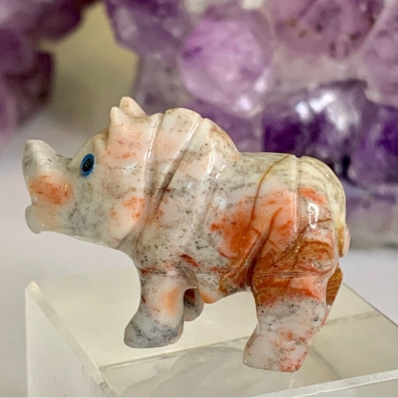 Miniature RHINO Stone Carving Mini Figurine Steatite Soapstone Animal Figure 1.5 - Picture 4 of 12
